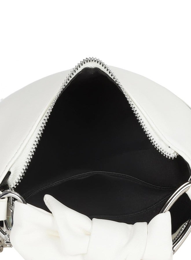 MONROW White Solid Sling Bag with Detachable Sling Strap And Drawstring Closure for Women Casual Use - Image 4